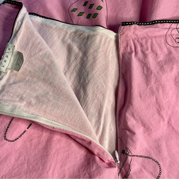 Lapis A-Line Pink Skirt with Whimsical Purse Pattern Full and Lined Size Large - Picture 6 of 11